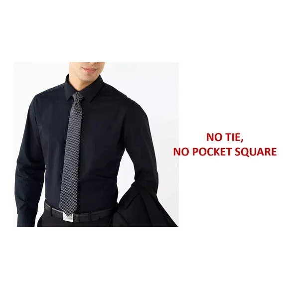 Men's Bespoke Classic-Fit Dress Shirt ONLY Black L 17-17.5/34-35 - NO TIE - Picture 3 of 3